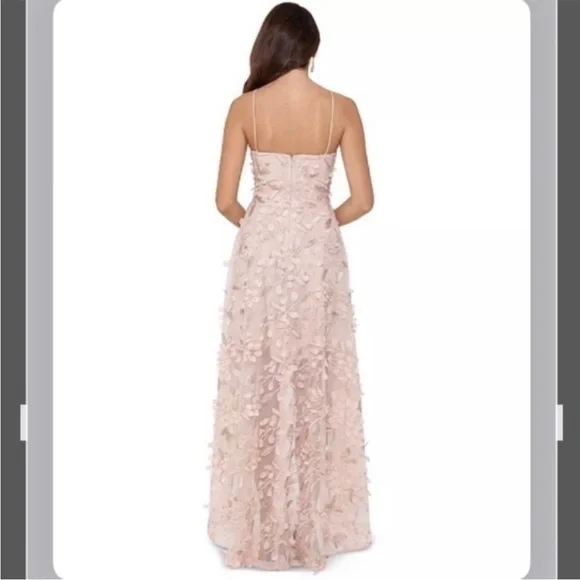 XSCAPE Floral-Appliqués High-Low Gown in Blush - Picture 3 of 11